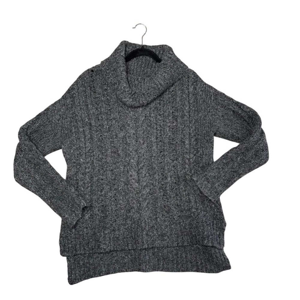 Smartwool Women's Chunky Knit Turtleneck Sweater Charcoal Gray Size M Cable Knit